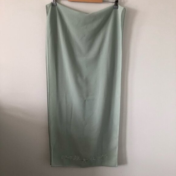 VINTAGE Karen Miller Sage Green Beaded Gown with Shawl  Size 8 - Picture 10 of 13